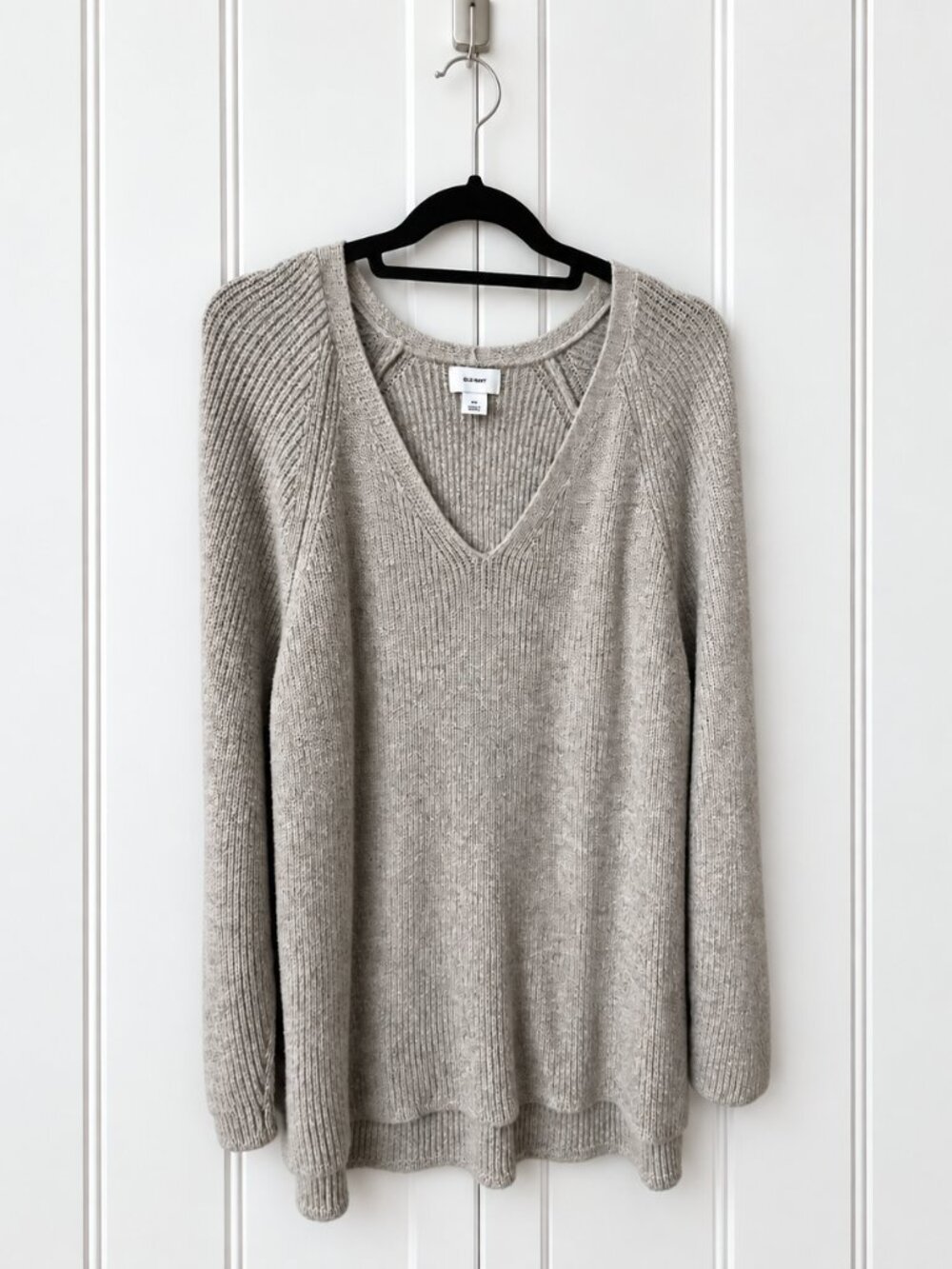 Old Navy Grayish Beige V-Neck Knit Tunic Sweater, Size XXL